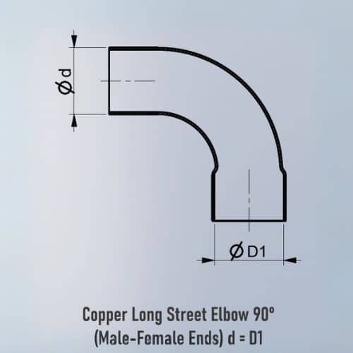 Copper Long Street Elbow 45 Degree in mumbai